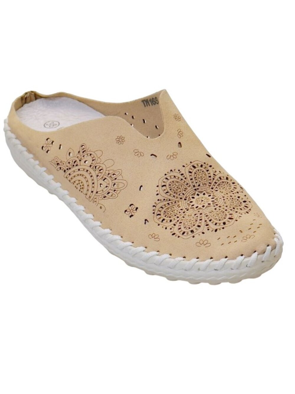 BERNIE MEV. Women's Beige Laser-Cut Slip-On TW138 Shoes Size 38